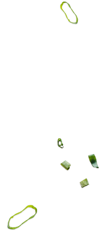 Zwiebelscheiben verteilt
